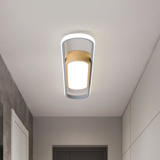 Modern Dual Ellipse Wood LED Flushmount Ceiling Lamp - 16"/23.5"/31.5" White with Warm/White Light