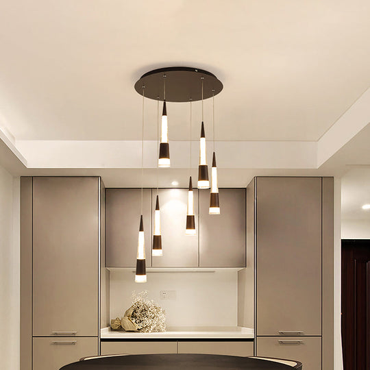 Modern Style Draping Multi-Light Adjustable Pendant with 6 LED Bulbs for Dining Room in Black/Gold