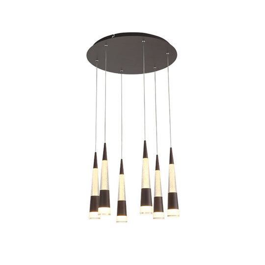 Modern Style Draping Multi-Light Adjustable Pendant with 6 LED Bulbs for Dining Room in Black/Gold