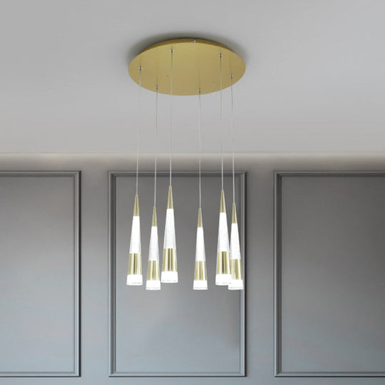 Modern Style Draping Multi-Light Adjustable Pendant with 6 LED Bulbs for Dining Room in Black/Gold