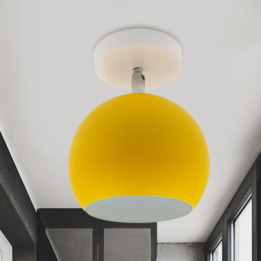 Adjustable Half Sphere Flush Mount Macaron Aluminum Lighting Fixture - Small | 1 Bulb | Yellow/Pink/Grey