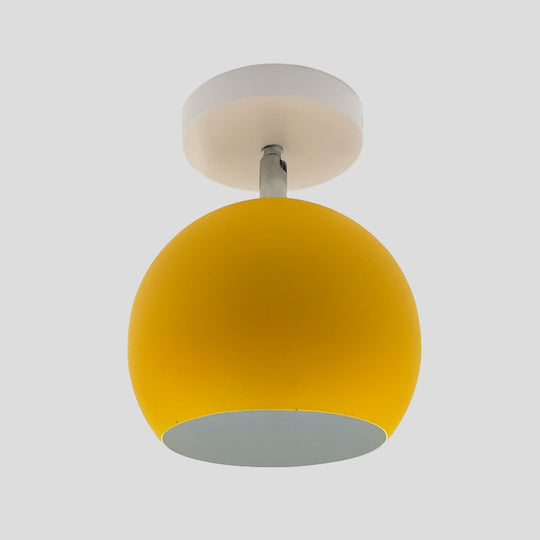 Adjustable Half Sphere Flush Mount Macaron Aluminum Lighting Fixture - Small | 1 Bulb | Yellow/Pink/Grey