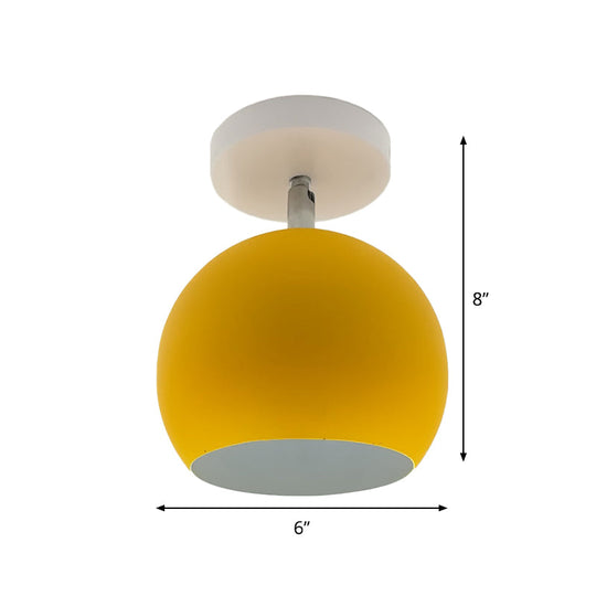 Adjustable Half Sphere Flush Mount Macaron Aluminum Lighting Fixture - Small | 1 Bulb | Yellow/Pink/Grey