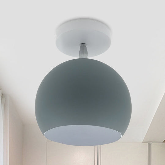 Adjustable Half Sphere Flush Mount Macaron Aluminum Lighting Fixture - Small | 1 Bulb | Yellow/Pink/Grey