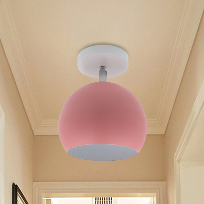 Adjustable Half Sphere Flush Mount Macaron Aluminum Lighting Fixture - Small | 1 Bulb | Yellow/Pink/Grey