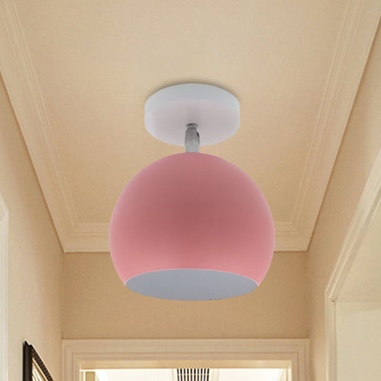 Adjustable Half Sphere Flush Mount Macaron Aluminum Lighting Fixture - Small | 1 Bulb | Yellow/Pink/Grey