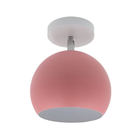 Adjustable Half Sphere Flush Mount Macaron Aluminum Lighting Fixture - Small | 1 Bulb | Yellow/Pink/Grey