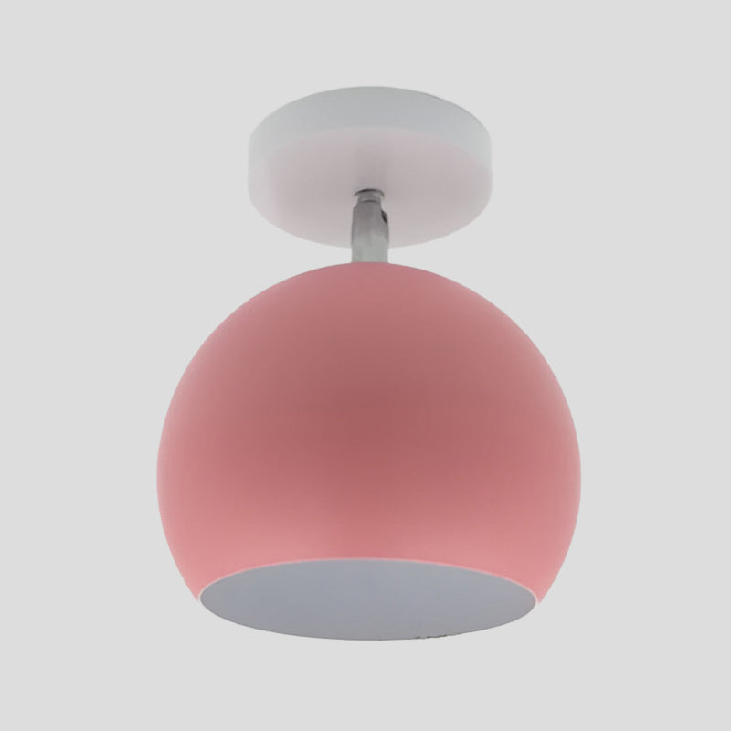 Adjustable Half Sphere Flush Mount Macaron Aluminum Lighting Fixture - Small | 1 Bulb | Yellow/Pink/Grey