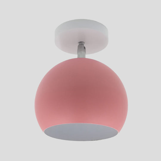 Adjustable Half Sphere Flush Mount Macaron Aluminum Lighting Fixture - Small | 1 Bulb | Yellow/Pink/Grey