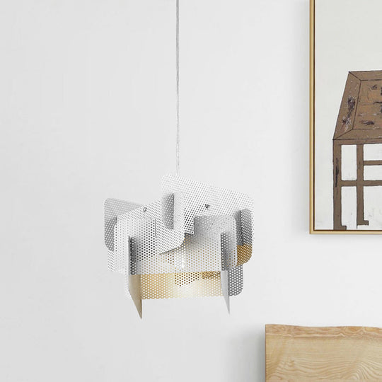 Modern Vogue Steel Mesh Pendant Light (Pink/Grey) For Dining Room - Stylish 1 Head Ceiling Drop Lamp