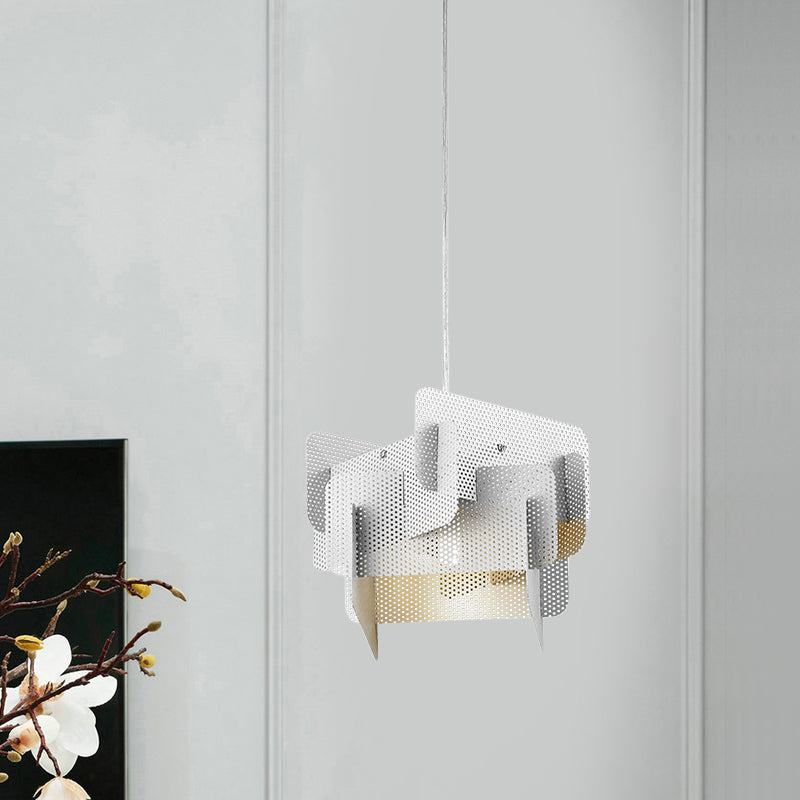 Modern Vogue Steel Mesh Pendant Light (Pink/Grey) For Dining Room - Stylish 1 Head Ceiling Drop Lamp