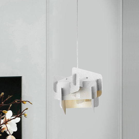 Modern Vogue Steel Mesh Pendant Light (Pink/Grey) For Dining Room - Stylish 1 Head Ceiling Drop Lamp