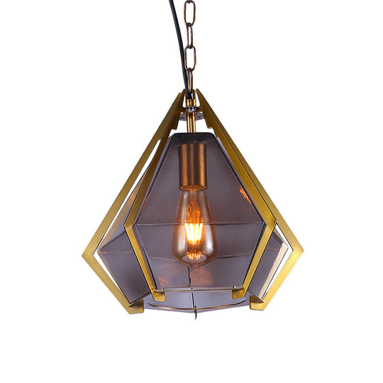Diamond Colonial Pendant Lamp - White/Gray/Tan Glass Gold Hanging Light Fixture