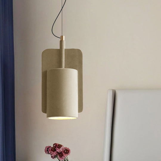 Modern Cement Drop Pendant - Factory Grey/Yellow/Red Half-Cylinder Ceiling Suspension Lamp
