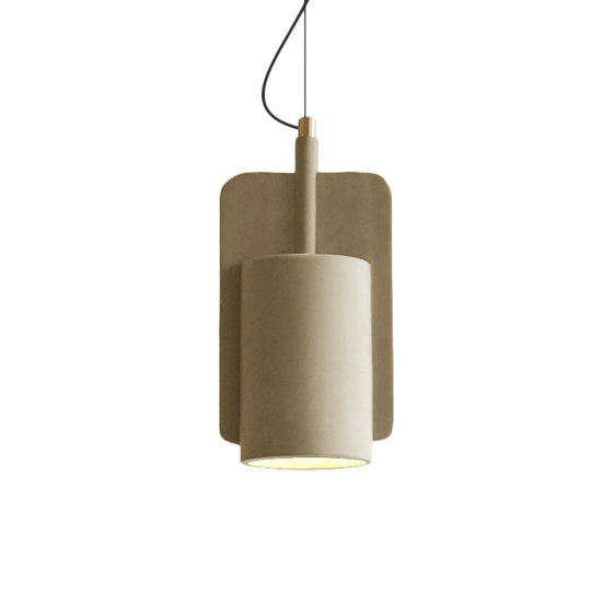 Modern Cement Drop Pendant - Factory Grey/Yellow/Red Half-Cylinder Ceiling Suspension Lamp