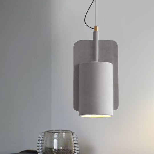 Modern Cement Drop Pendant - Factory Grey/Yellow/Red Half-Cylinder Ceiling Suspension Lamp