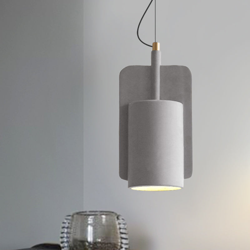 1-Light Cement Drop Pendant Factory Multi-Color Half-Cylinder Ceiling Lamp