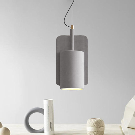 Modern Cement Drop Pendant - Factory Grey/Yellow/Red Half-Cylinder Ceiling Suspension Lamp