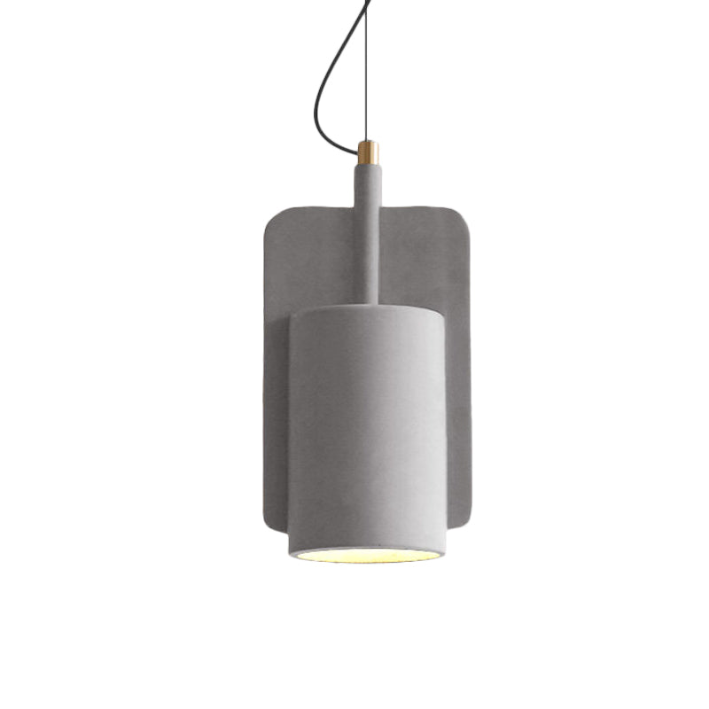 Modern Cement Drop Pendant - Factory Grey/Yellow/Red Half-Cylinder Ceiling Suspension Lamp