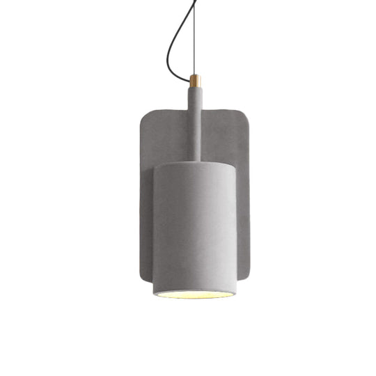 Modern Cement Drop Pendant - Factory Grey/Yellow/Red Half-Cylinder Ceiling Suspension Lamp