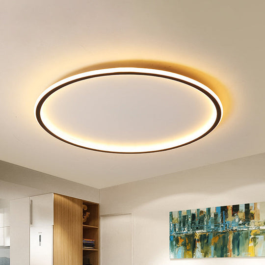 Ultrathin Flush Mount Led Ceiling Lamp In Black - Simple Acrylic Design For Living Room 16/19.5/23.5