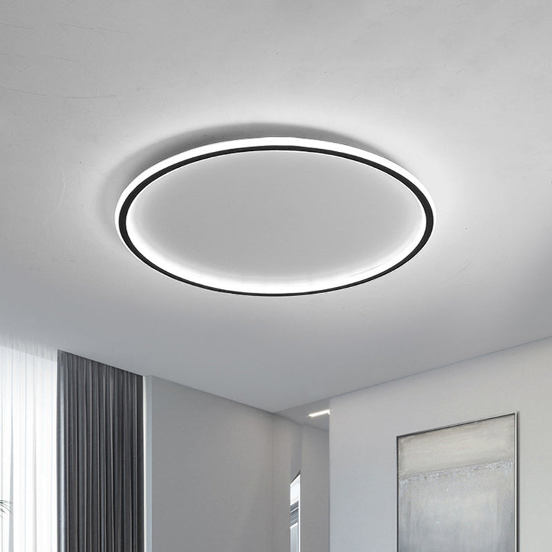 Ultrathin Flush Mount LED Ceiling Lamp in Black - Simple, Acrylic Design for Living Room - 16"/19.5"/23.5" Width