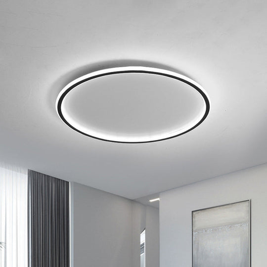 Ultrathin Flush Mount LED Ceiling Lamp in Black - Simple, Acrylic Design for Living Room - 16"/19.5"/23.5" Width