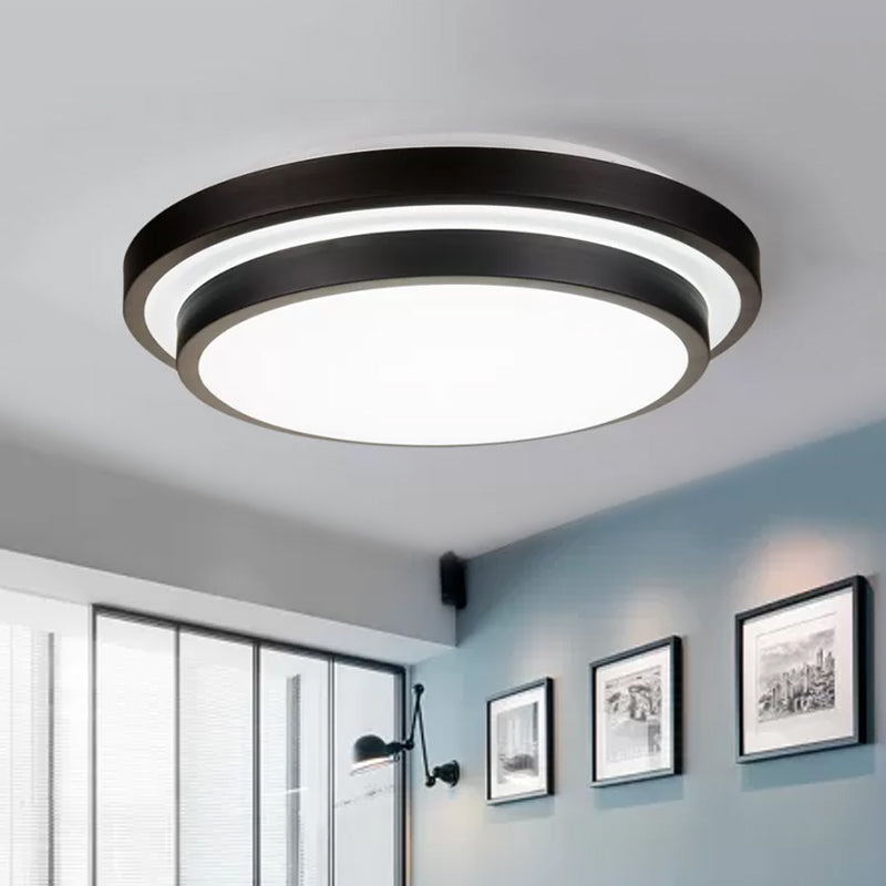Vintage Dual-Layered Iron LED Ceiling Light in Black for Living Room - 11"/16"/19.5" W