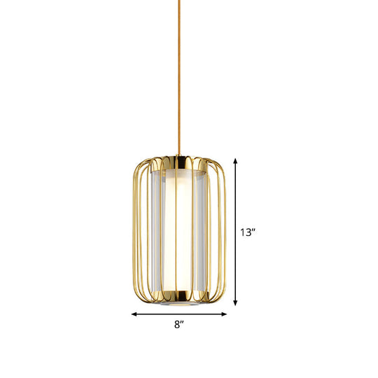 Colonial Cylinder Clear Glass 1-Head Pendant Lighting Kit With Metal Frame - Perfect For The Bedroom