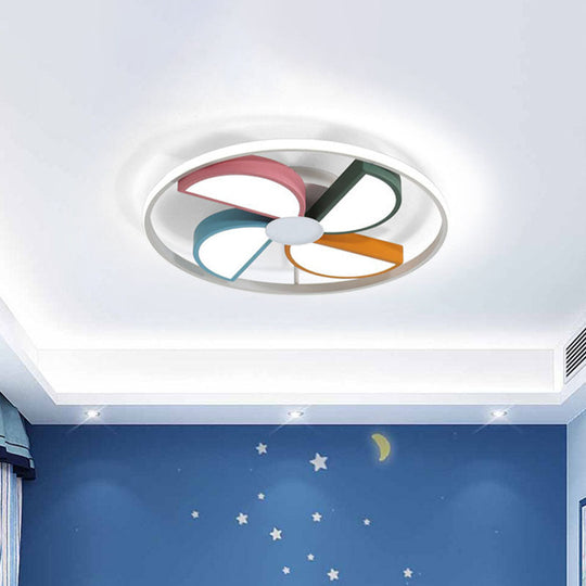 Macaroon LED White Flush Mount Ceiling Light for Bedroom, Acrylic Windmill Design, 16.5"/20.5" Width