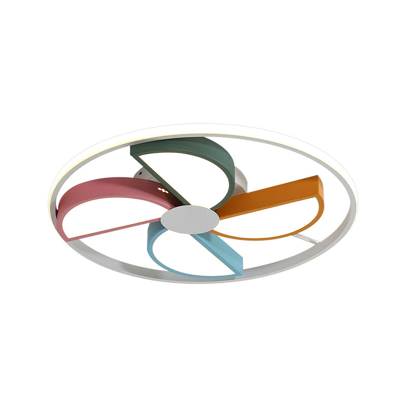 Macaroon LED White Flush Mount Ceiling Light for Bedroom, Acrylic Windmill Design, 16.5"/20.5" Width