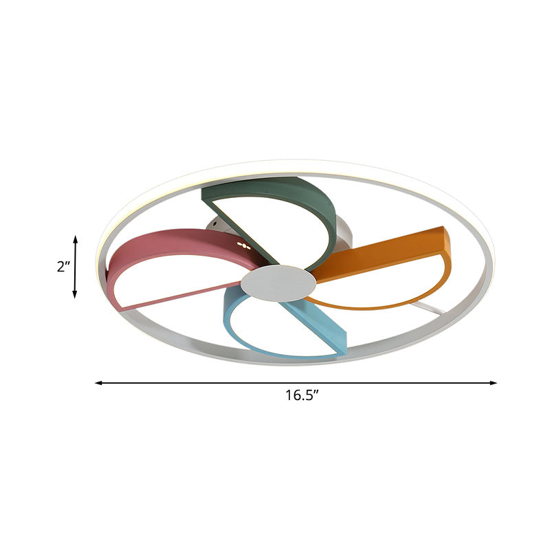 Macaroon LED White Flush Mount Ceiling Light for Bedroom, Acrylic Windmill Design, 16.5"/20.5" Width