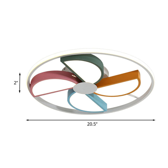 Macaroon LED White Flush Mount Ceiling Light for Bedroom, Acrylic Windmill Design, 16.5"/20.5" Width