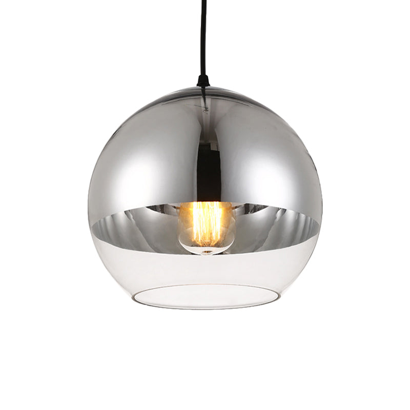 Minimalist Silver Sphere Pendant Lamp - Transparent Glass Hanging Light For Bedroom (6/8/12 Wide)
