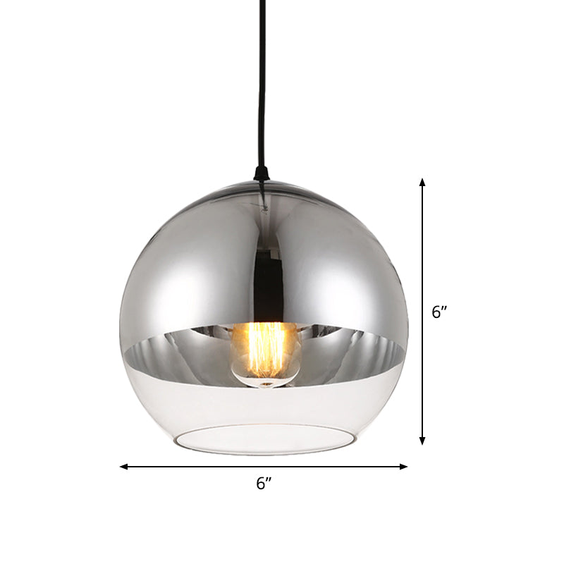 Minimalist Silver Sphere Pendant Lamp - Transparent Glass Hanging Light For Bedroom (6/8/12 Wide)
