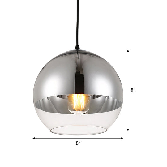 Minimalist Silver Sphere Pendant Lamp - Transparent Glass Hanging Light For Bedroom (6/8/12 Wide)
