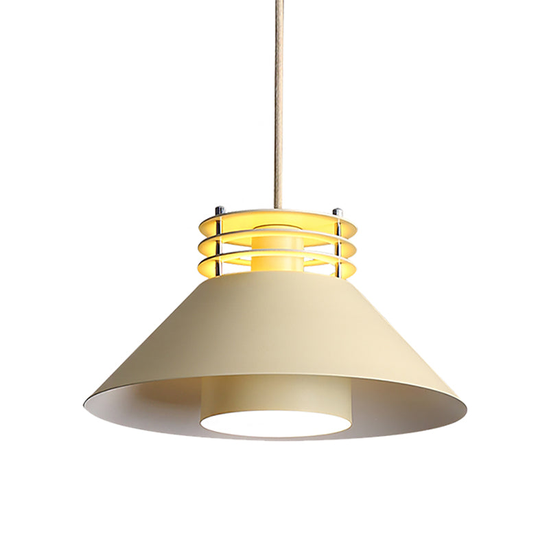 Nordic Style Conic Pendant Ceiling Light - 9/12 Dia Metal Suspension In Black/White Ideal For Living