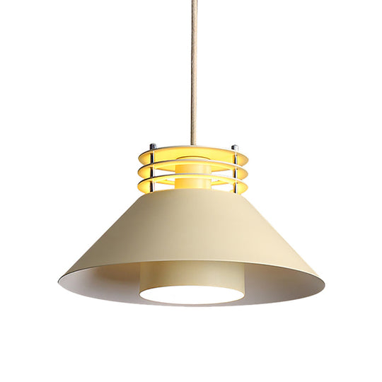 Nordic Style Conic Pendant Ceiling Light - 9/12 Dia Metal Suspension In Black/White Ideal For Living