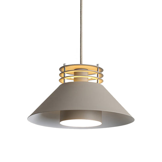 Modern Nordic Pendant Ceiling Light - 9"/12" Conic Shape, Metal Suspension, Black/White - Ideal for Living Room