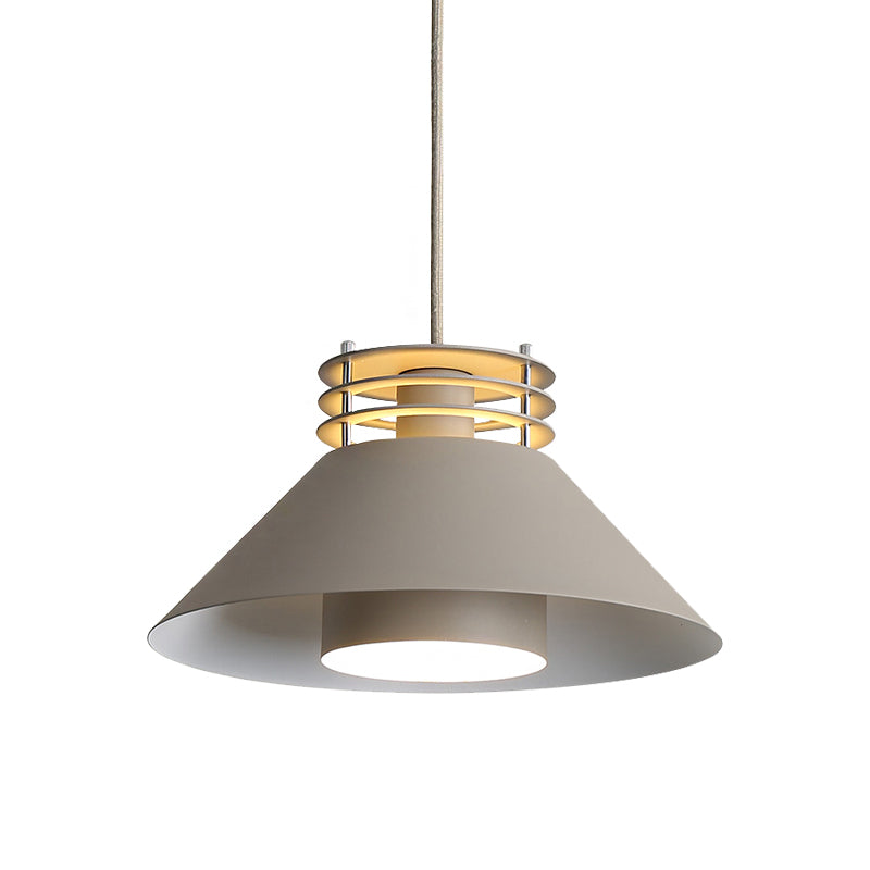 Nordic Style Conic Pendant Ceiling Light - 9/12 Dia Metal Suspension In Black/White Ideal For Living