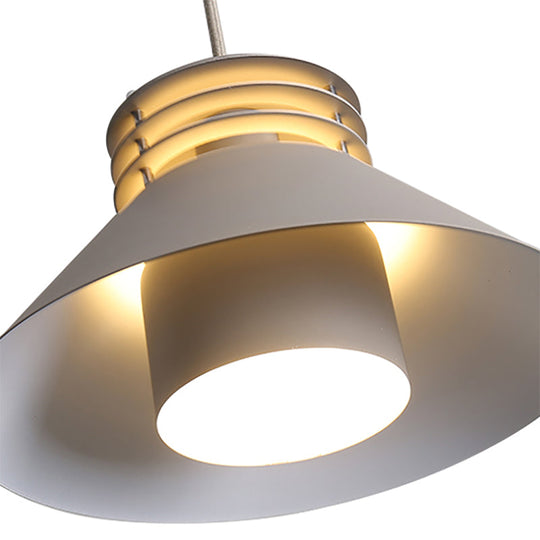 Nordic Style Conic Pendant Ceiling Light - 9/12 Dia Metal Suspension In Black/White Ideal For Living
