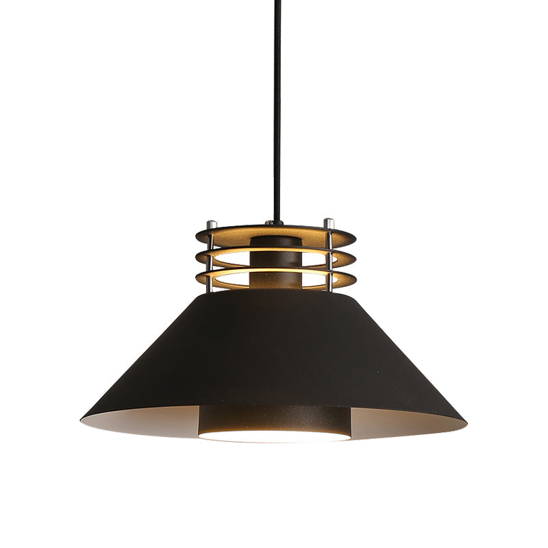 Modern Nordic Pendant Ceiling Light - 9"/12" Conic Shape, Metal Suspension, Black/White - Ideal for Living Room