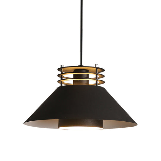 Nordic Style Conic Pendant Ceiling Light - 9/12 Dia Metal Suspension In Black/White Ideal For Living