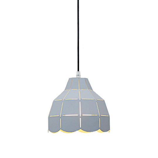 Modern Nordic Metal Pendant Light - Black/Gray/White/Yellow/Blue - Folded Design - 1 Light - Dining Room Hanging Lamp