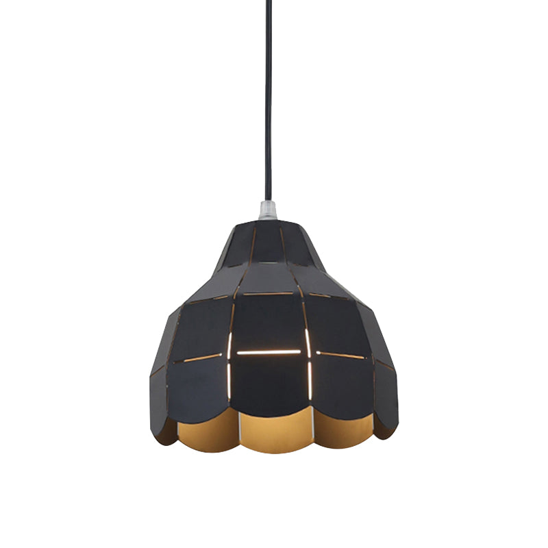 Modern Nordic Metal Pendant Light - Black/Gray/White/Yellow/Blue - Folded Design - 1 Light - Dining Room Hanging Lamp
