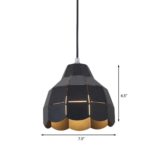 Modern Nordic Metal Pendant Light - Black/Gray/White/Yellow/Blue - Folded Design - 1 Light - Dining Room Hanging Lamp