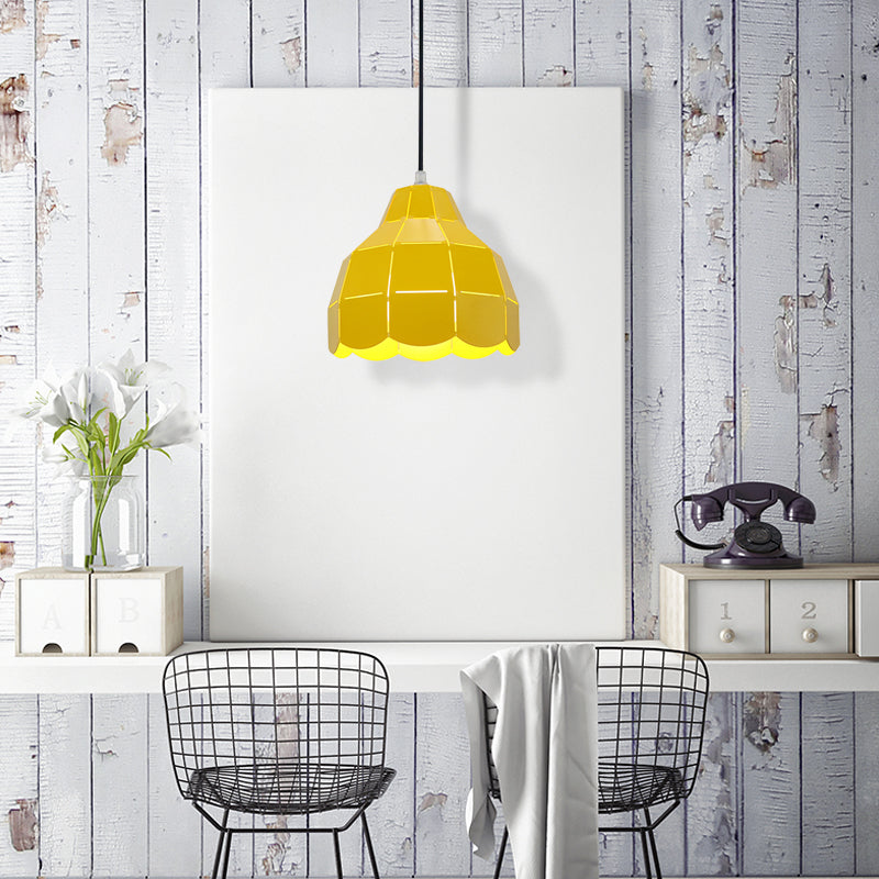 Modern Nordic Metal Pendant Light - Black/Gray/White/Yellow/Blue - Folded Design - 1 Light - Dining Room Hanging Lamp