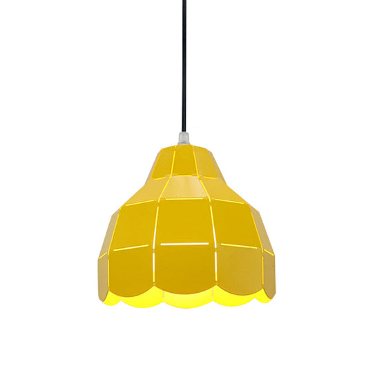 Modern Nordic Metal Pendant Light - Black/Gray/White/Yellow/Blue - Folded Design - 1 Light - Dining Room Hanging Lamp