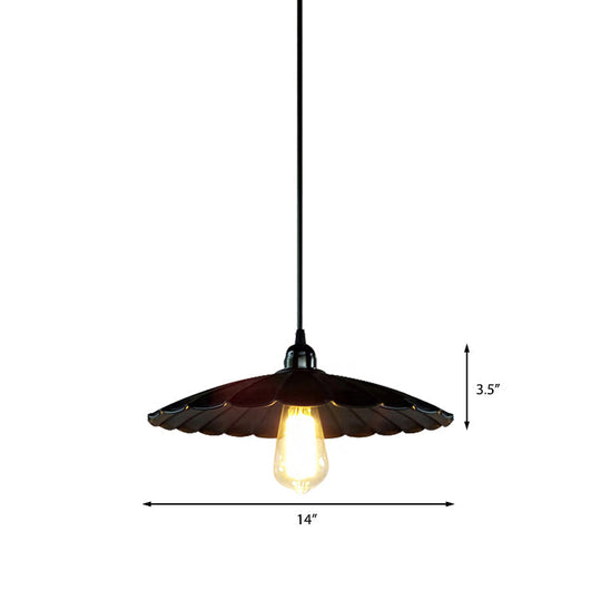 Antique Scalloped Pendant Lamp - 10"/12" Dia, Black" - Perfect for Your Kitchen
