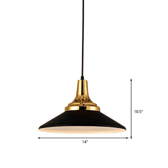 Nordic Style Metal Pendant Lighting - 9.5/14 Width Conic 1-Light Living Room Hanging Ceiling Light